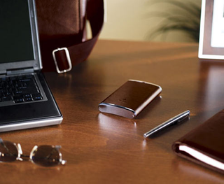 Illustration for article titled Iomega Introduces Leather 250GB Hip Flask, Er, eGo Drive